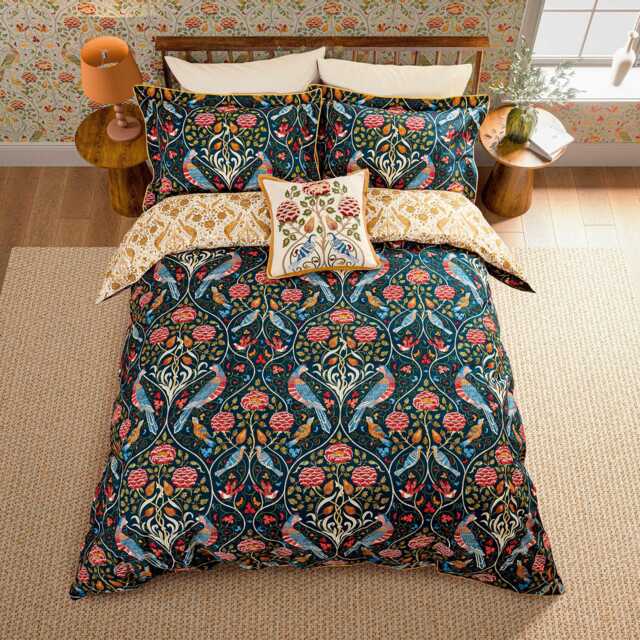 Morris & Co Seasons By May Super Kingsize Duvet Cover SET, Indigo - image 1