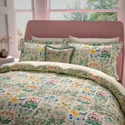 V&A Wild Garden Double Duvet Cover SET, Green - thumbnail 1