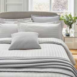 Bedeck of Belfast Fine Linens Adan Double Duvet Cover, Silver