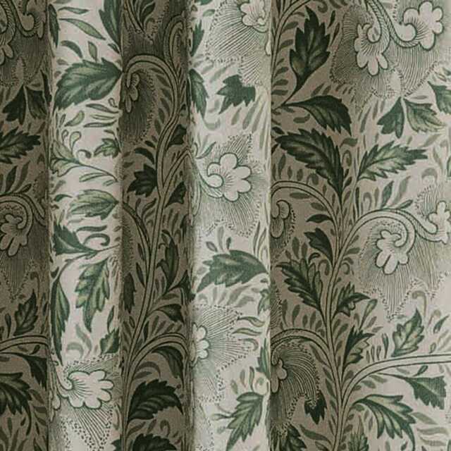 "V&A Ornamental Bloom Lined Curtains 66"" x 54"", Green" - image 1