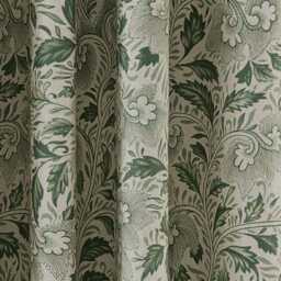 "V&A Ornamental Bloom Lined Curtains 66"" x 54"", Green" - thumbnail 1