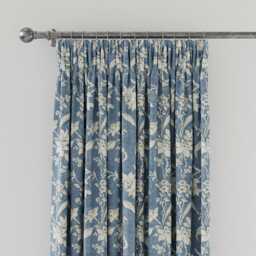 "V&A Daffodil Dreams Lined Curtains 66"" x 54"", Blue" - thumbnail 2