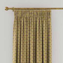 "Joules Floral Foulard Lined Curtains 66"" x 90"", Ochre"