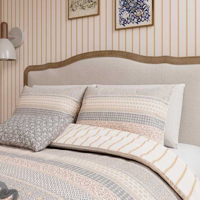 Helena Springfield Harvest Moon Folk Stripe Double Duvet Cover SET, Graphite/Copper - image 1