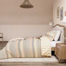 Helena Springfield Harvest Moon Folk Stripe Double Duvet Cover SET, Graphite/Copper - thumbnail 2