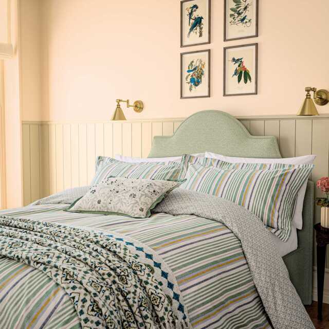 Joules Charleston Stripe Kingsize Duvet Cover SET, Green - image 1