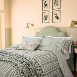 Joules Charleston Stripe Kingsize Duvet Cover SET, Green - thumbnail 1