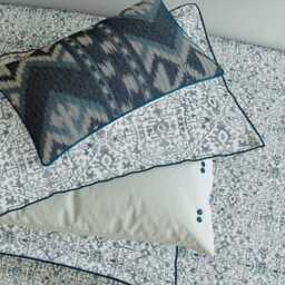 Bedeck of Belfast Dhaka Cushion 70cm x 40cm, Blue - thumbnail 2