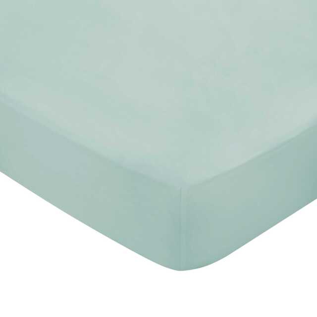 Bedeck of Belfast Fine Linens 400 Thread Count Sateen Plain Dye Double Fitted Sheet, Celadon - image 1