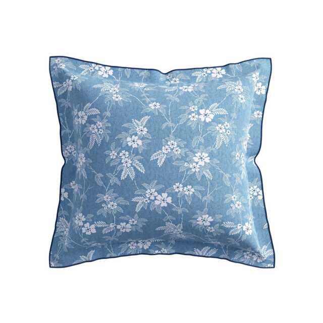Bedeck of Belfast Zayda Pair of Square Oxford Pillowcases, Chambray Blue - image 1