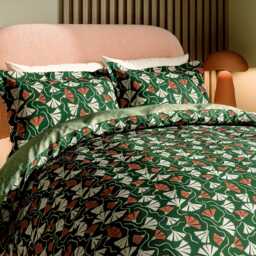 Scion Fan Floral Super Kingsize Duvet Cover SET, Green - thumbnail 1