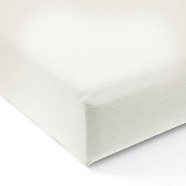 Bedeck of Belfast 200 Thread Count Plain Dye Double Fitted Sheet, White - image 1