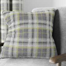 "Helena Springfield Harriet Lined Curtains 66"" x 54"", Chartreuse/Grey" - thumbnail 2