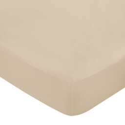 Bedeck of Belfast Fine Linens 400 Thread Count Sateen Plain Dye Double Fitted Sheet, Soft Gold - thumbnail 1