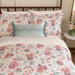 V&A Chintz Reverie Kingsize Duvet Cover SET, Red/Teal - thumbnail 1