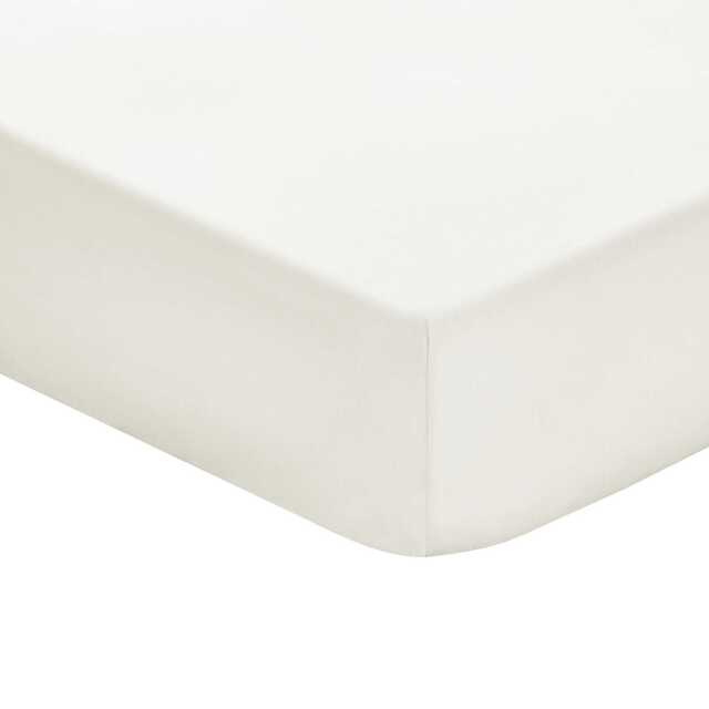 1951 Plain Dye Percale Super Kingsize Fitted Sheet, Cream