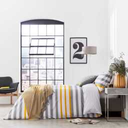 DKNY Urban Stripe Super Kingsize Duvet Cover Set, Grey - thumbnail 2