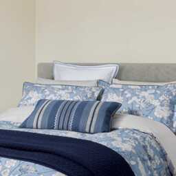 Bedeck of Belfast Kayah/Liyana Pair of Square Oxford Pillowcases, Indigo & Charcoal - thumbnail 2