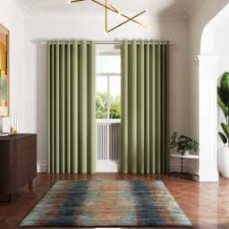 "Ted Baker Palm Geo Lined Curtains 66"" x 72"", Green" - thumbnail 2