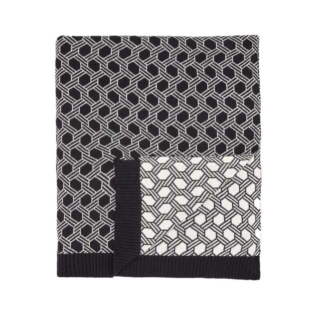 Ted Baker Geo Knitted Knitted Throw, Black/Natural - image 1