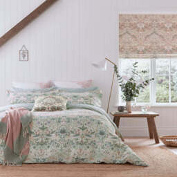Morris & Co Strawberry Thief Single Duvet Cover Set, Cochineal Pink - thumbnail 2