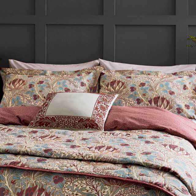 Morris & Co Artichoke Single Duvet Cover SET, Grey & Wine - image 1