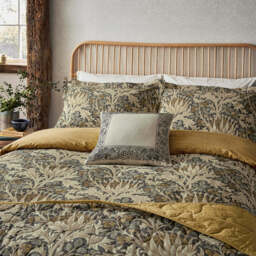 William Morris Artichoke Single Duvet Cover Set, Charcoal and Mustard - thumbnail 1
