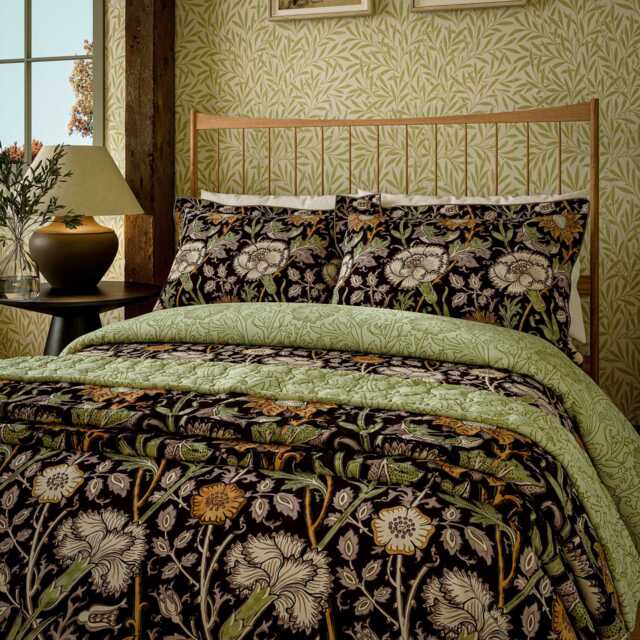 Morris & Co Pink & Rose Super Kingsize Duvet Cover SET, Blackthorn - image 1