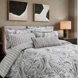 Bedeck of Belfast Kotana Super Kingsize Duvet Cover Set, Charcoal & Silver - thumbnail 1