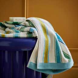 Land & Shore Barrow Stripe Hand Towel, Green - thumbnail 2