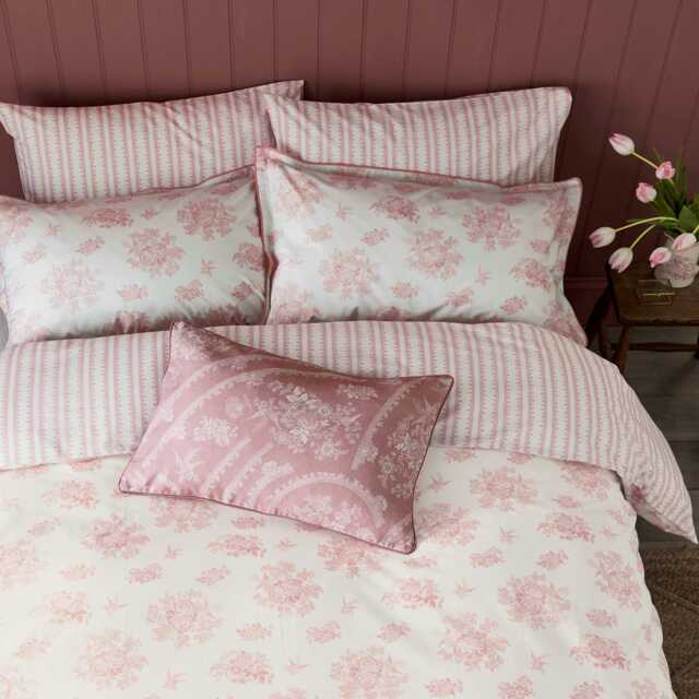 Burleigh x Bedeck of Belfast Asiatic Pheasants Super Kingsize Duvet Cover Set, Pink - image 1
