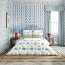 Sanderson Enys Garden Super Kingsize Duvet Cover Set, Indigo & Primrose - thumbnail 2