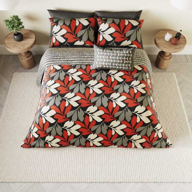 Helena Springfield Simply Scandi Otto Single Duvet Cover Set, Scarlet & Neutrals - image 1