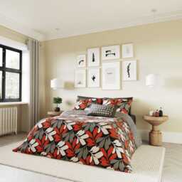 Helena Springfield Simply Scandi Otto Single Duvet Cover Set, Scarlet & Neutrals - thumbnail 2