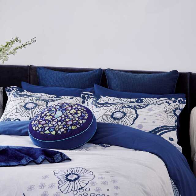 Ted Baker Navy Swirl Floral Double Duvet Cover, Navy
