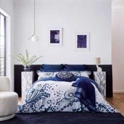 Ted Baker Navy Swirl Floral Double Duvet Cover, Navy - thumbnail 2