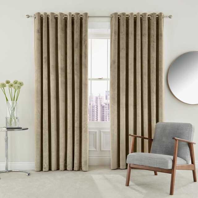"Helena Springfield Escala Lined Curtains 66"" x 54"", Sand" - image 1