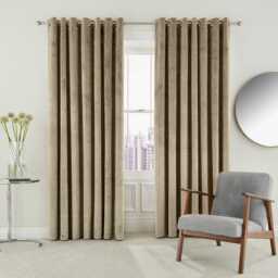 "Helena Springfield Escala Lined Curtains 66"" x 54"", Sand" - thumbnail 1