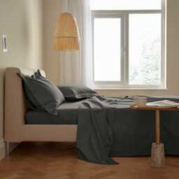 By Bedeck 500 Thread Count Plain Dye Kingsize Flat Sheet, Grey - thumbnail 2
