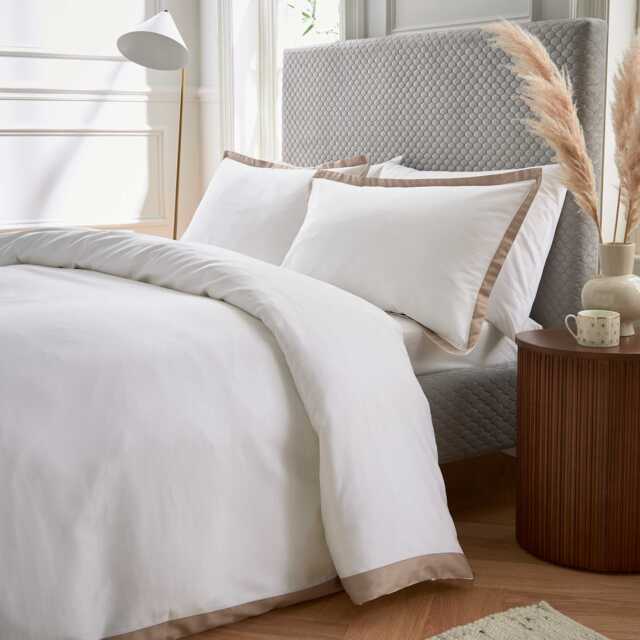 Bedeck of Belfast Fine Linens Olenna Kingsize Duvet Cover Set, Truffle/Chalk - image 1