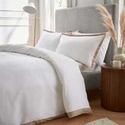 Bedeck of Belfast Fine Linens Olenna Kingsize Duvet Cover Set, Truffle/Chalk - thumbnail 1
