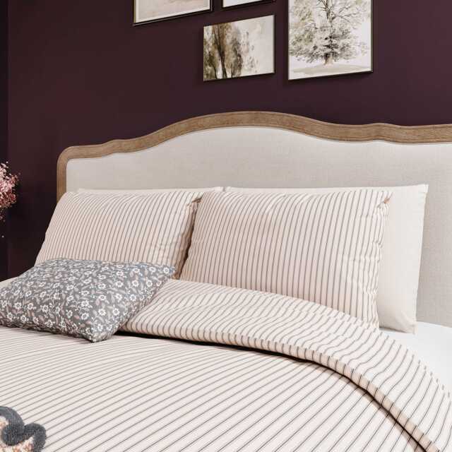 Helena Springfield Harvest Moon Ticking Stripe Super Kingsize Duvet Cover SET, Graphite/Copper - image 1