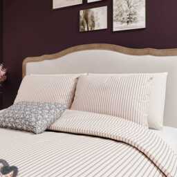 Helena Springfield Harvest Moon Ticking Stripe Super Kingsize Duvet Cover SET, Graphite/Copper - thumbnail 1