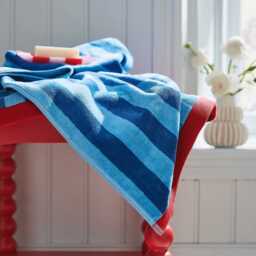 Land & Shore Shore Stripe Hand Towel, Blue/Red - thumbnail 2