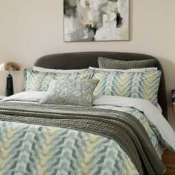 Bedeck of Belfast Reya Double Duvet Cover SET, Green - thumbnail 1