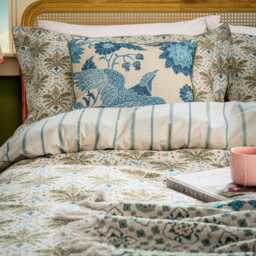 Joules Hidcote Birds Cushion 45cm x 45cm, Blue - thumbnail 2