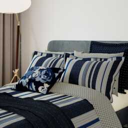 Bedeck of Belfast Imara Super Kingsize Duvet Cover Set, Navy