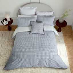 Bedeck of Belfast Mallory Double Duvet Cover Set, White/Navy - thumbnail 1