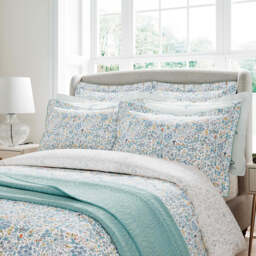 V&A Voysey Wildflower Double Duvet Cover SET, Aqua - thumbnail 1