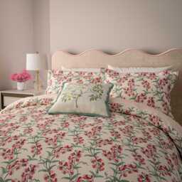 V&A Sweet Tendrils Single Duvet Cover SET, Green/Pink - thumbnail 1